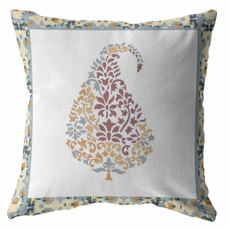 HOMEROOTS 26 in. Paisley Indoor & Outdoor Throw Pillow Orange Red & White 412624